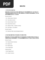 Minutes: I. Statutory Meeting