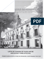 Examen Auxiliar Archivos Bibliotecas Ayto Alcalá Henares 2019