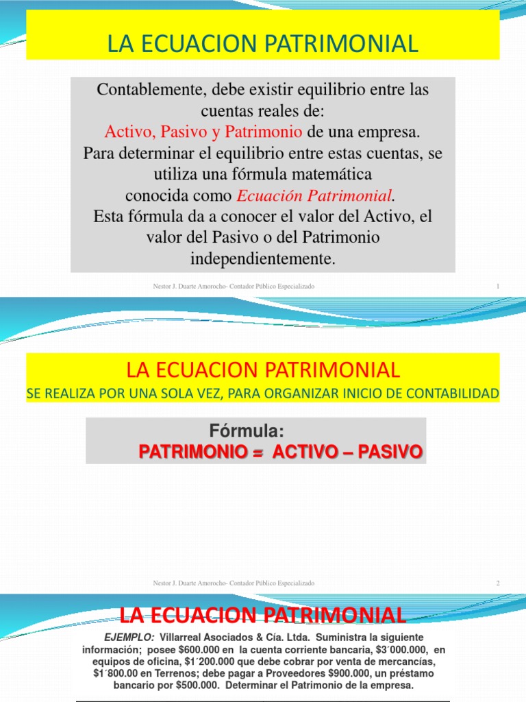 La Ecuacion Patrimonial PDF PDF Contabilidad Economias