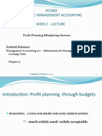 Week 2 - Lecture - Profit Planning Practice Budgeting With Eg