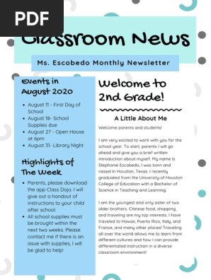 classroom newsletter
