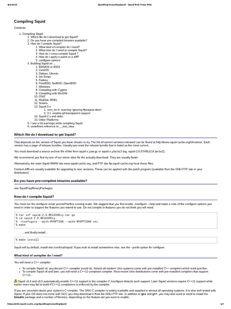 Compiling Squid Web Proxy Guide | PDF | Operating System Technology ...