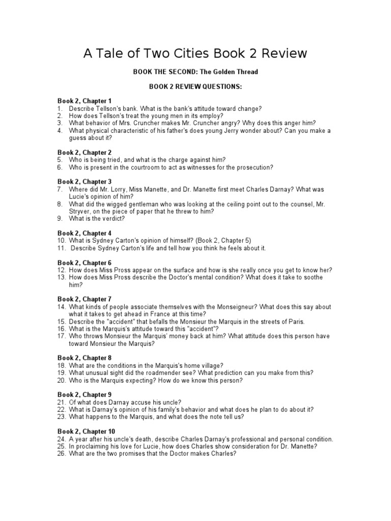Book II Review PDF A Tale Of Two Cities