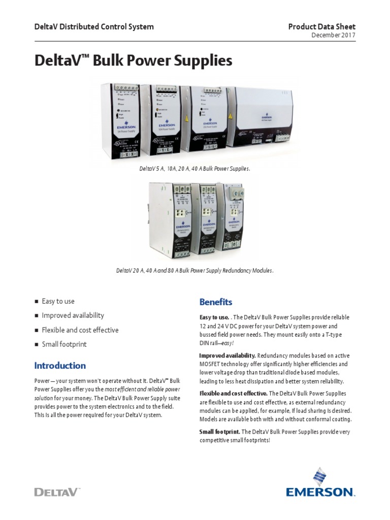 Deltav Bulk Power Supplies Product Data Sheet Deltav Distributed