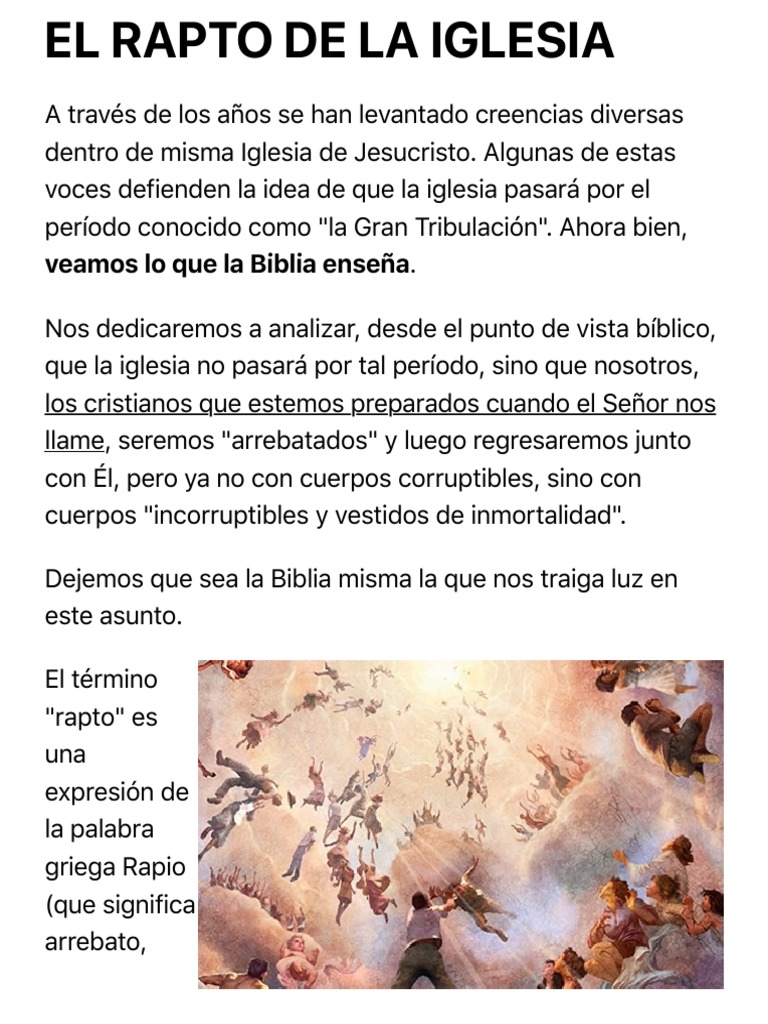 ¿Cuándo Ocurrirá El Rapto o Arrebatamiento de La Iglesia? (Verdad ...