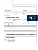 Topic: Maintenance Acknowledgement Form 1.customer's Information