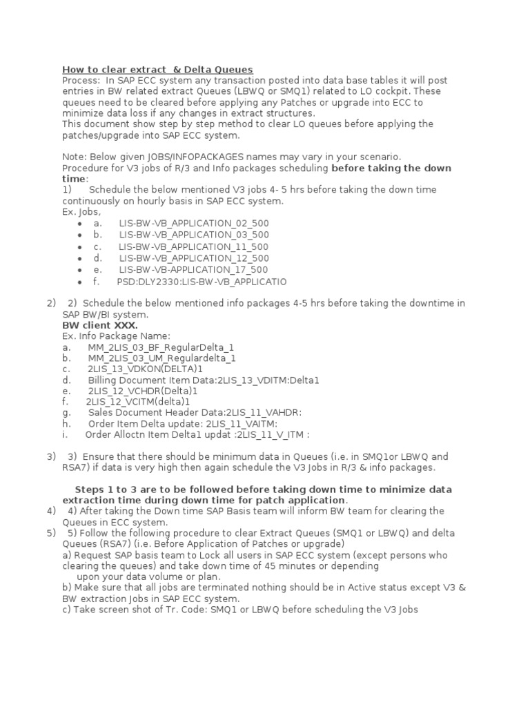 Clearing SAP Delta and Extract Queues | PDF | Error Detection And ...