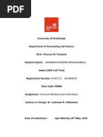 MSC Finance Full Time Financial Markets and Institutions Assignment Report