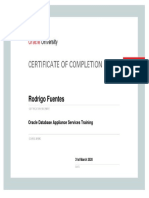 Course - Certificate - Oracle Database Appliance Services Training