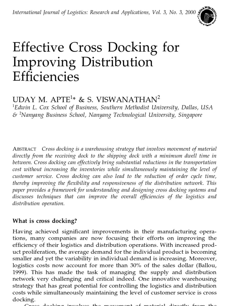 Cross Docking Pdf Warehouse Electronic Data Interchange