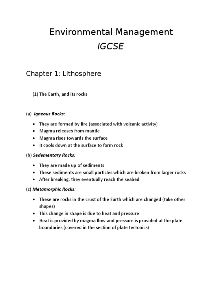 Environmental Management IGCSE PDF Rock (Geology) Agriculture