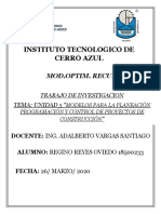 UNIDAD 5 Modelos para La Planeación Programación y Control de Proyectos de Construcción