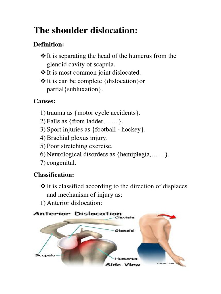 The Shoulder Dislocation Definition PDF Shoulder Elbow