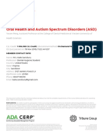 Ce Certificate - Oral-Health-And-Autism-Spectrum-Disorders-Asd - Adacerp