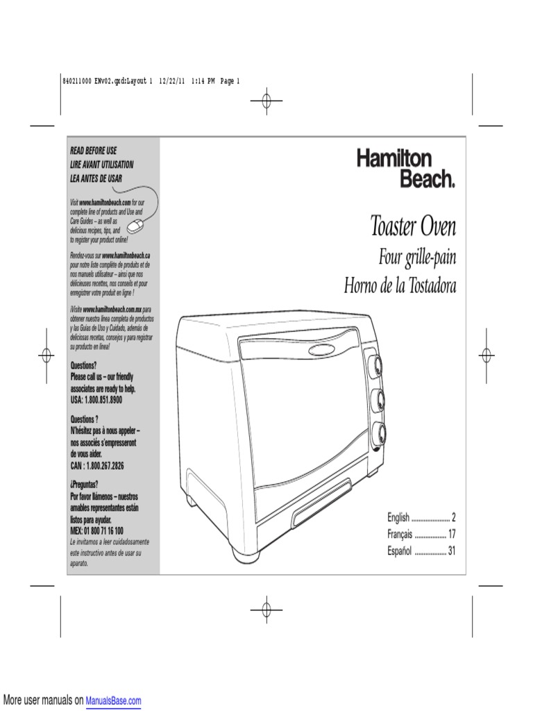 Convection Toaster Oven 31333 | PDF | Toast | Baking