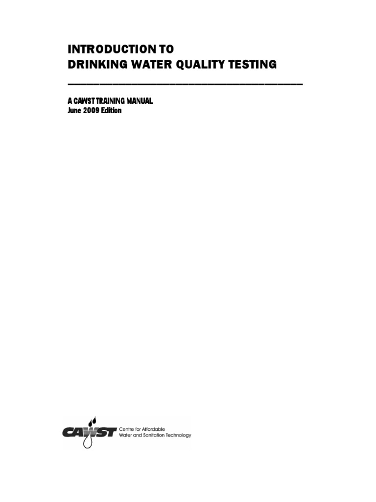Participant Manual Drinking Water Quality Testing Jun 09 PDF PDF