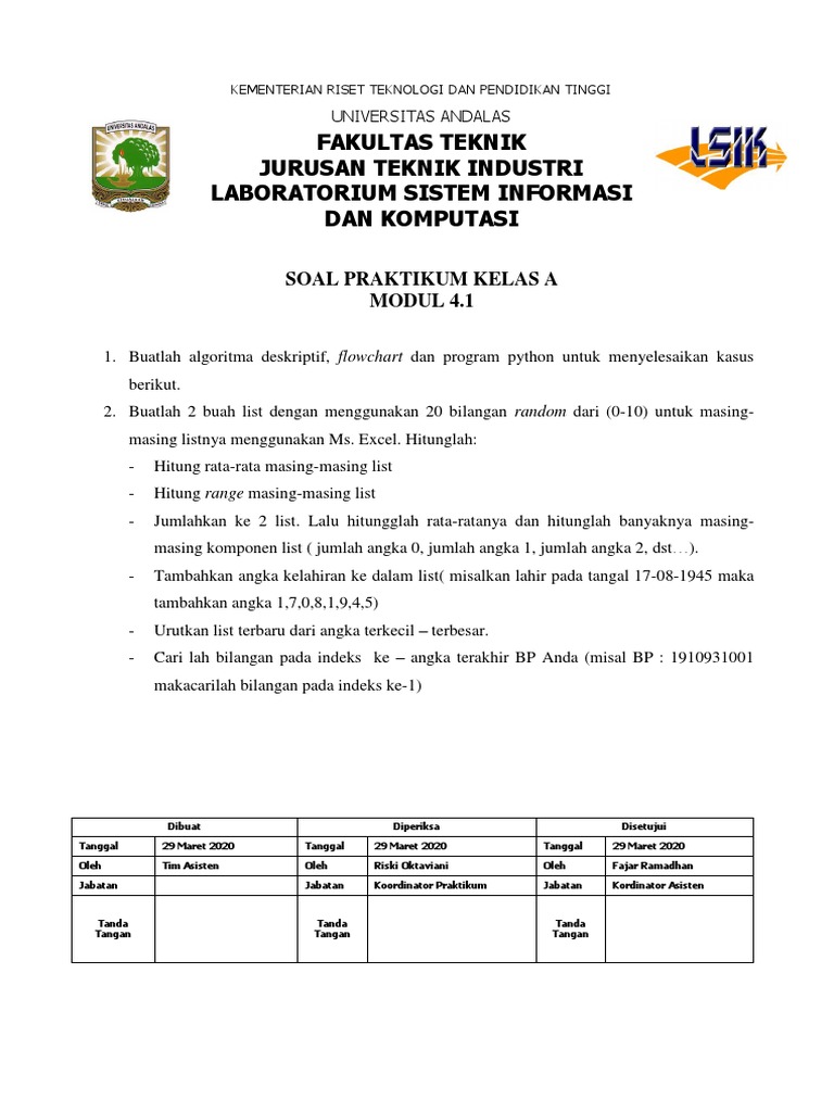 Praktikum Algoritma dan Python Teknik Industri | PDF
