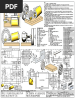 Engine Called No21 by Csee Simple 1 Cylinder Oscillating Steam Parts and Assemblies G.A, Isometric View, Bom, Notes