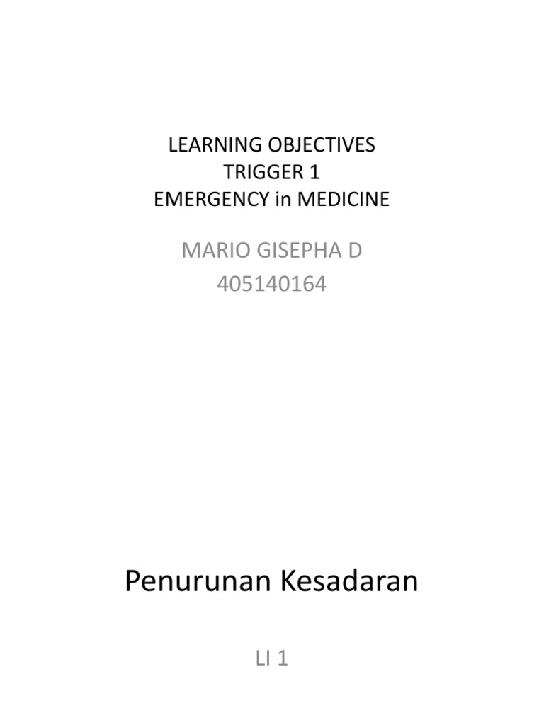 Learning Obj Pemicu 1 KGD Mario | PDF | Traumatic Brain Injury | Coma