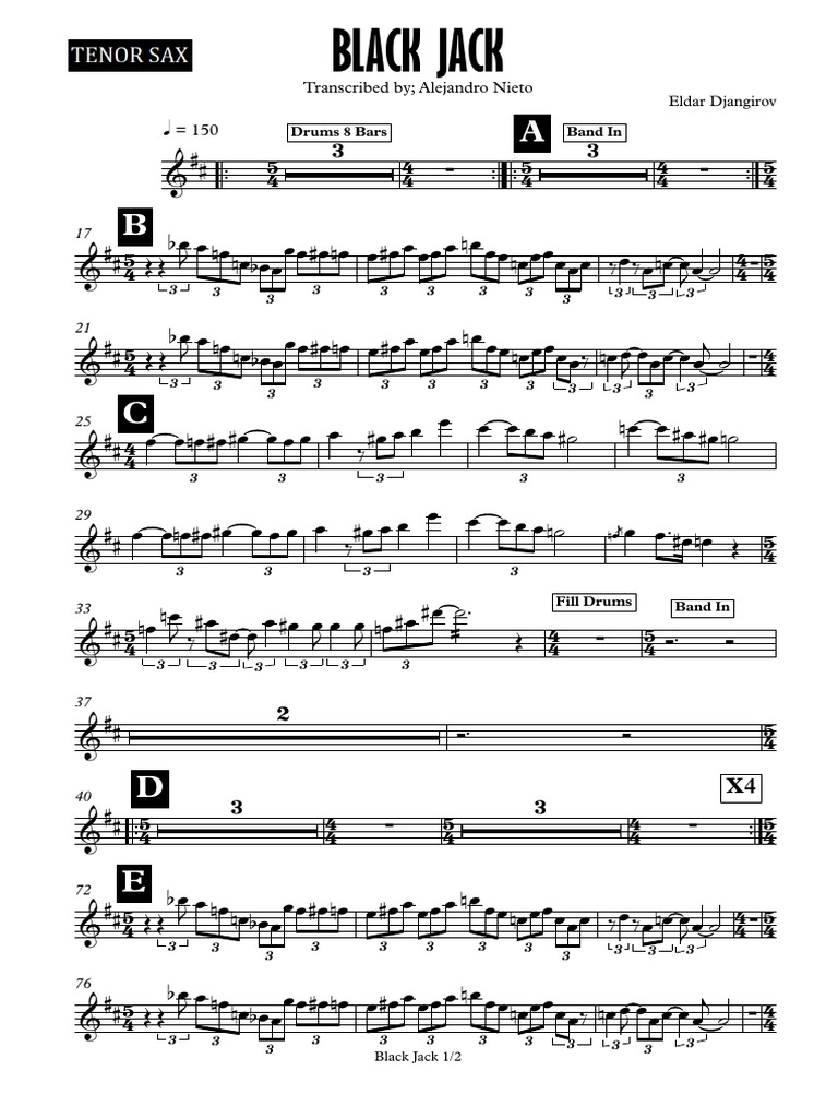 Black Jack Tenor Saxophone PDF