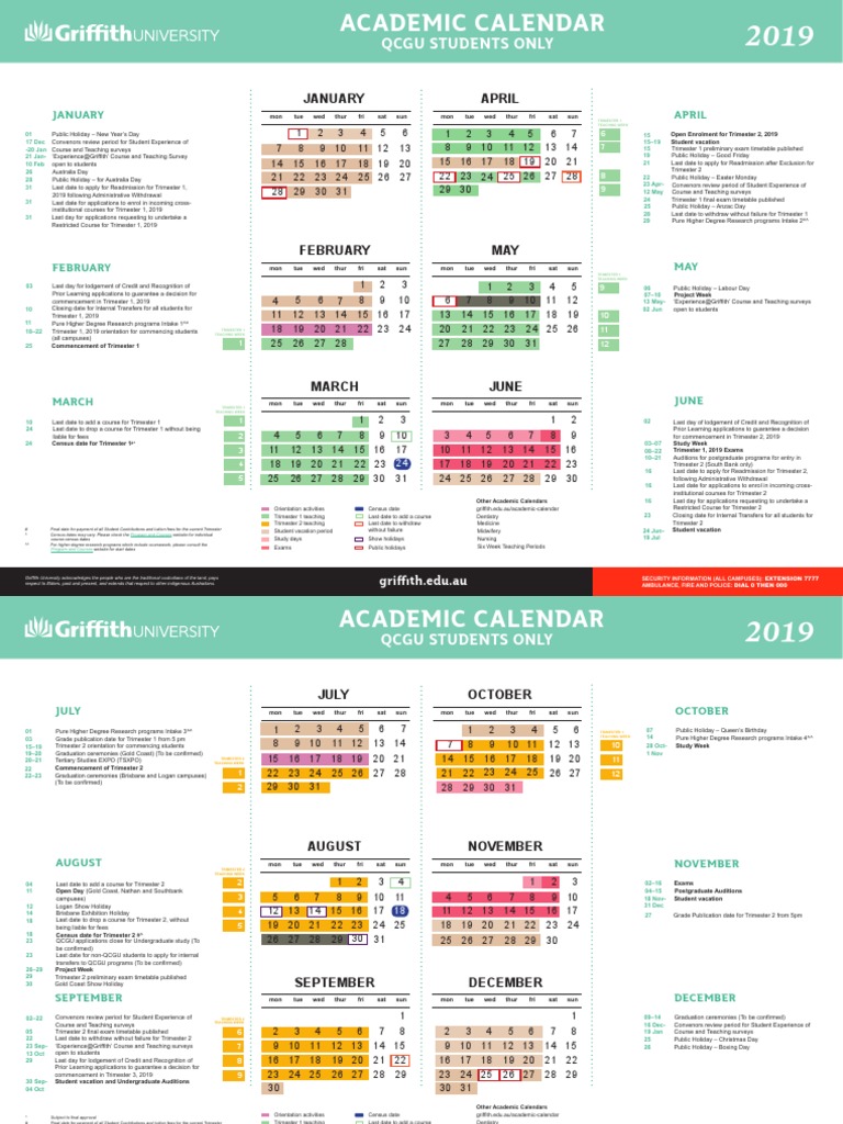 2024 Academic Calendar Griffith Emma Norina