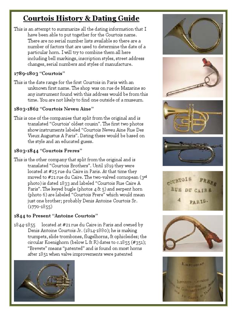 Courtois History & Dating Guide PDF Trumpet Trombone