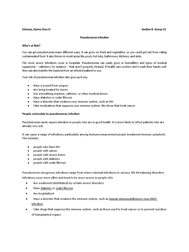 Pseudomonas Infection Risk Factors | PDF | Immunodeficiency ...