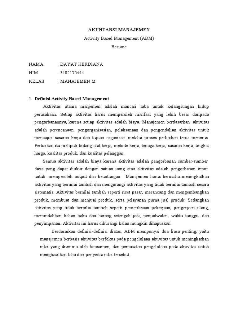 Panduan Activity Based Management | PDF