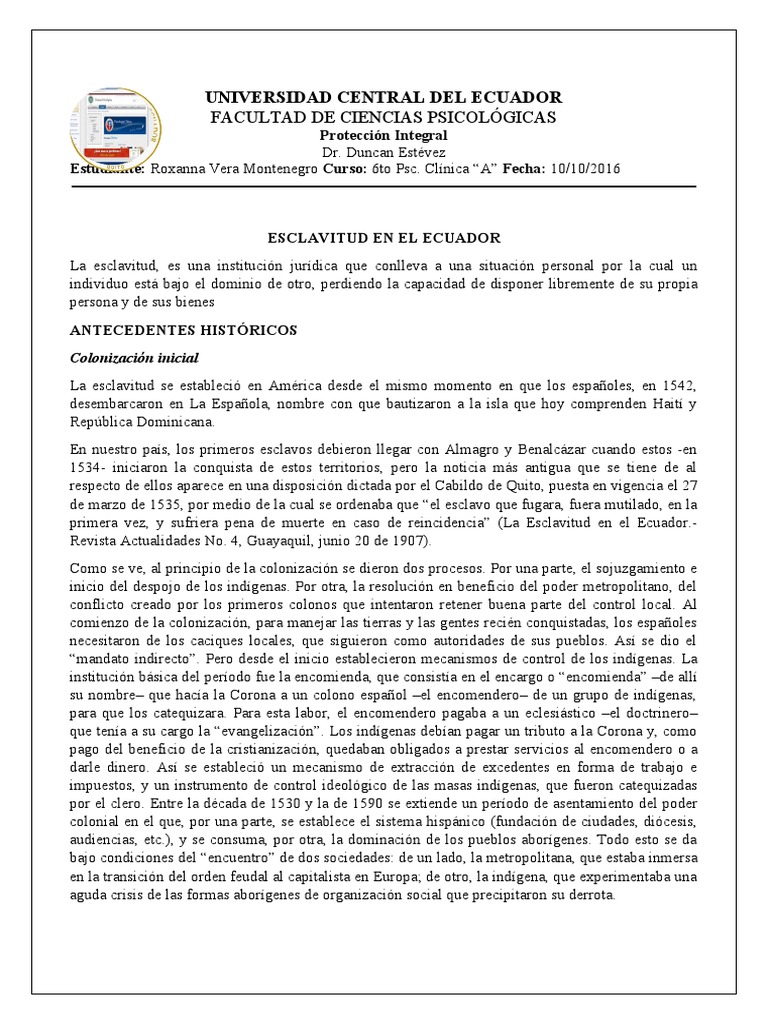 Historia de la Esclavitud en Ecuador | PDF | Esclavitud | Abolicionismo