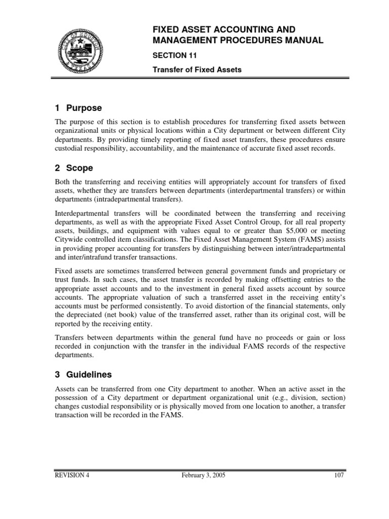 City Fixed Asset Transfer Guide | PDF | Book Value | Valuation (Finance)