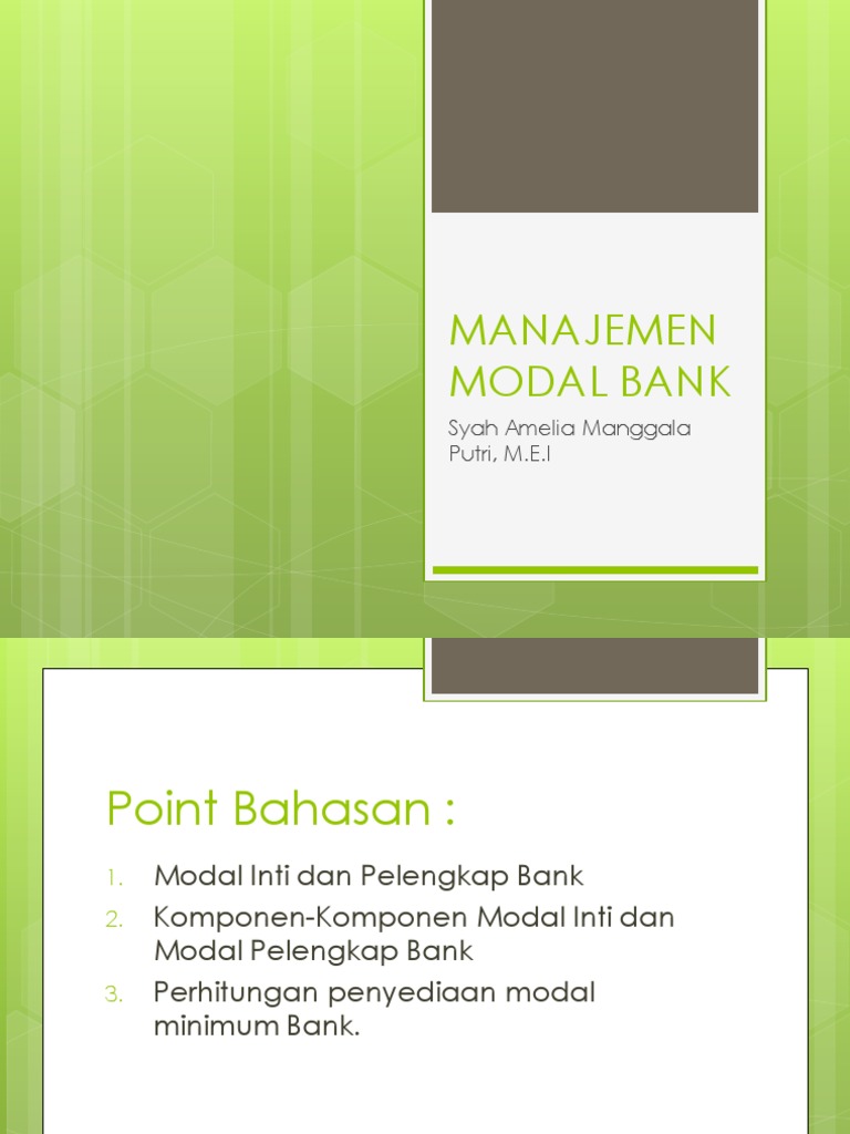 Manajemen Modal Bank: Klasifikasi & Fungsi | PDF