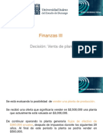 Finanzas III. Venta de planta