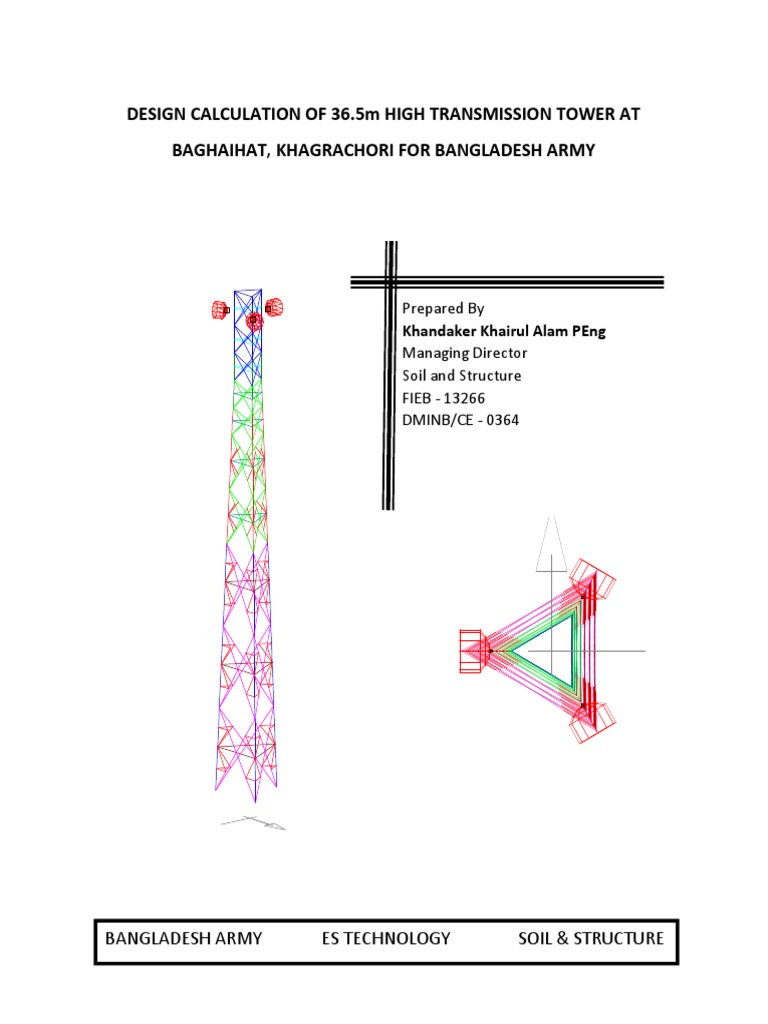 Design Calculation of 36.5m Transmission Tower PDF | PDF | Wind Speed ...