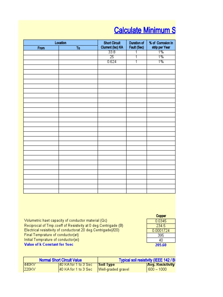 Earthing Strip Size Calculation Guide | PDF | Electrical Resistivity ...