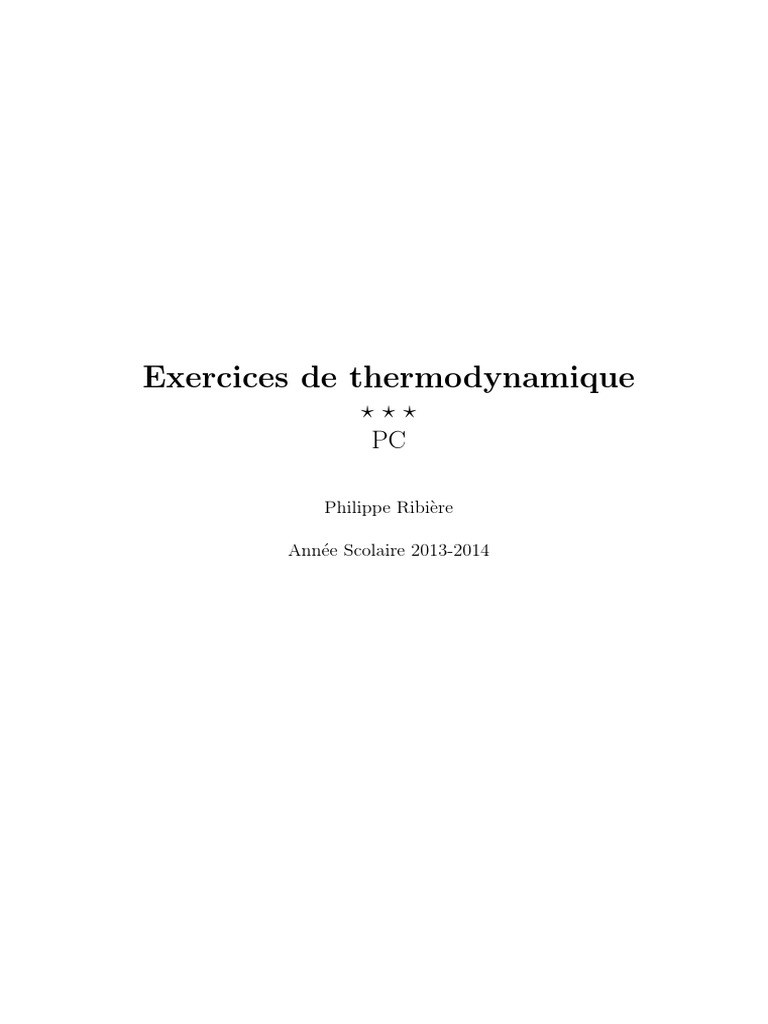 TD Thermodynamique PC Ribiere PDF | PDF | Entropie | Enthalpie de ...