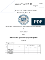 Academic Year 2019-20: A Synopsis ON "Sheet Music Generator Played by Piano"