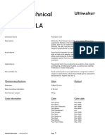 Technical Data Sheet PLA: Filament Specifications Value Method