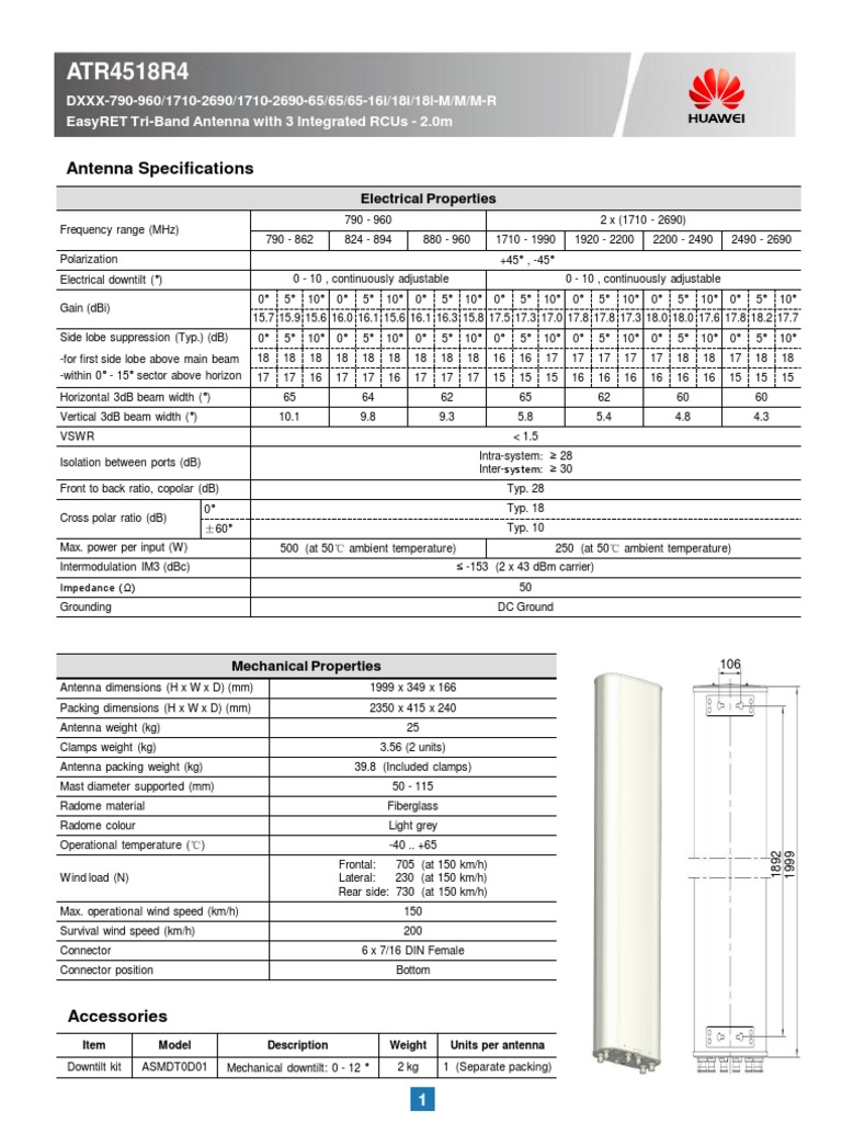 ATR4518R4: Antenna Specifications | PDF | Antenna (Radio) | Radio