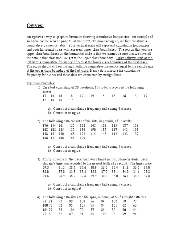 Ogives | PDF | Teaching Mathematics