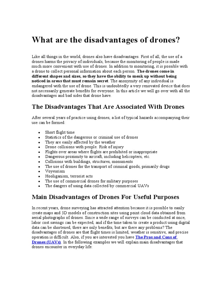What Are The Disadvantages of Drones PDF Unmanned Aerial Vehicle