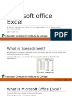 Microsoft Office Excel: Educator Computer Institute & College