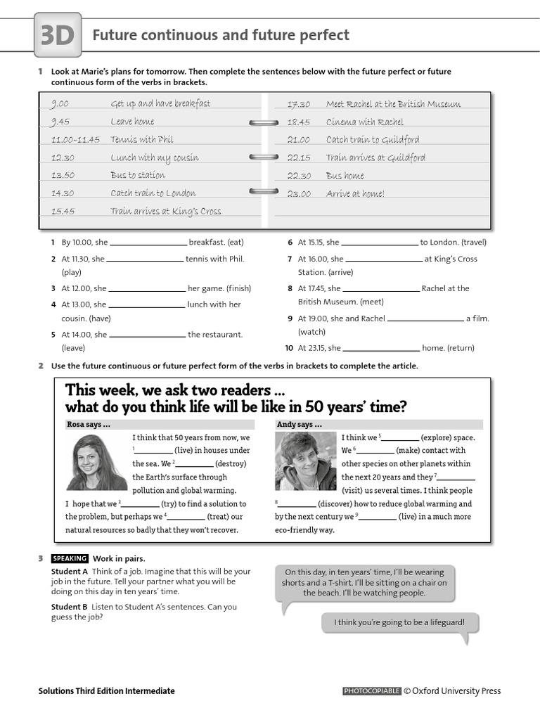 3D Future Continuous and Perfect PDF | PDF | Grammar