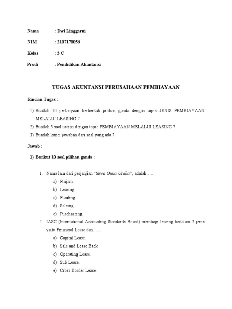 Tugas Buat Soal Leasing