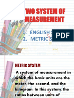 Two Systems of Measurement: Metric vs English