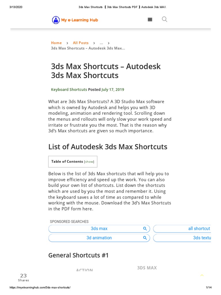 3ds Max Shortcuts 【 3ds Max Shortcuts PDF 】Autodesk 3ds MAX | PDF ...