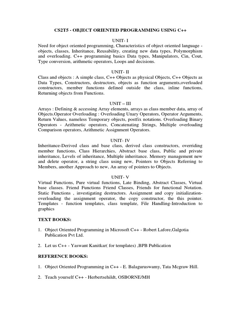 OOPS Study Material Unit 1&2-2-1-1 PDF | PDF | Object Oriented ...