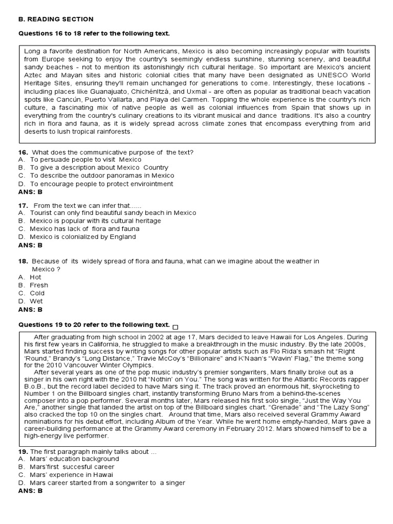 Soal Reading Paket 1