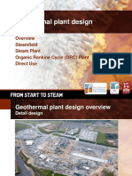 Geothermal Plant Design: Steamfield Steam Plant Organic Rankine Cycle (ORC) Plant Direct Use