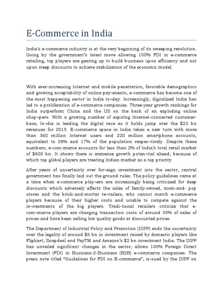 Ecommerce in India | PDF | E Commerce | Retail