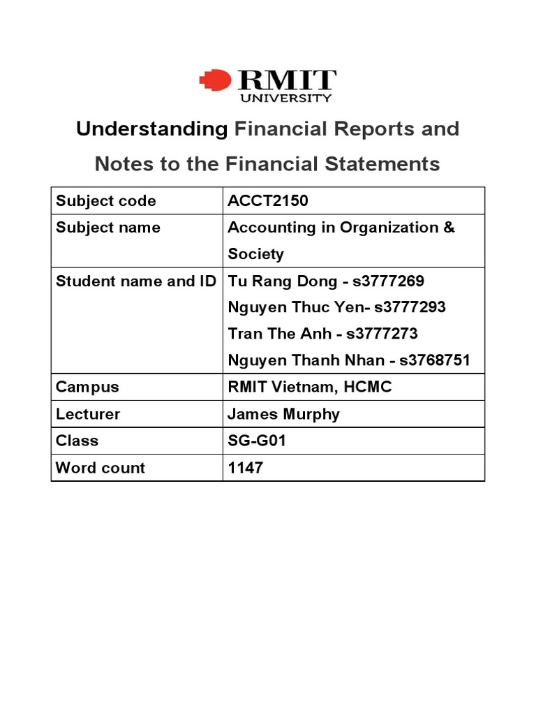 Financial Reports and Notes To The Financial Statements: Understanding ...